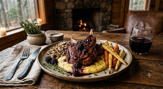Dry-Aged Wild Boar Chops with Blackberry-Port Sauce – A Rustic Hunters' Feast&nbsp;