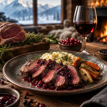 Dry-Aged Muskox Steak with Lingonberry &amp; Juniper Sauce – An Arctic Delicacy