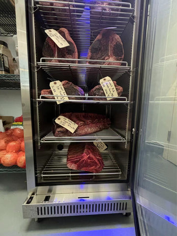 As a fine dining establishment, employ a state-of-the-art aging cabinet to store a curated selection of premium beef cuts, ensuring a consistent supply of high-quality aged meat for discerning clientele.